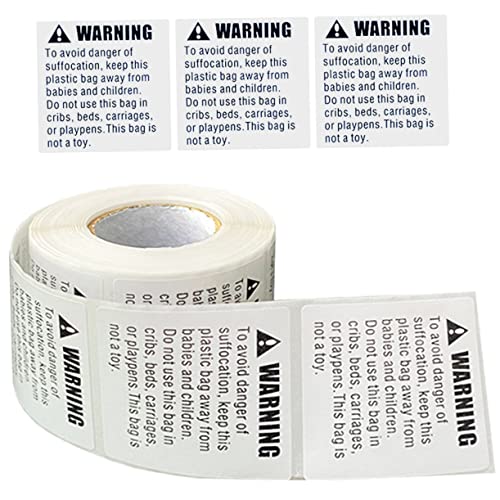 GRADENEVE 1 Rolle selbstklebende Erstickungsaufkleber protect schutzzelt wraps tagout selbstklebender Warnaufkleber leere Etiketten Warnaufkleber für den Versand Erstickungsetiketten Papier von GRADENEVE