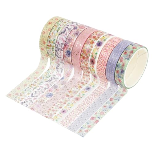 GRADENEVE 10 Rollen Heißpräge-Washi-Tape scrapbook scheckheft Wanddekoration Planerdekoration scrap book Retro-Washi-Tape DIY Klebeband aufkleber Heißprägepapier selbstklebendes Washi-Tape von GRADENEVE