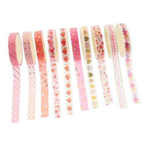 GRADENEVE 10 Rollen Valentinstag Washi Tape Dekorative Klebebänder Für Tagebuch Fotoalbum Scrapbooking x 10 Bunte Muster von GRADENEVE