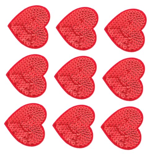 GRADENEVE 10 Stk Stickaufkleber Flicken Für Kleidung Glitzer-herz-patch Individuelle Aufnäher Gestickt Kleidungsflicken Stoffflicken Aufbügeln Aufnäher Für Kleidung Flecken Rot Polyester von GRADENEVE