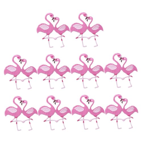 GRADENEVE 10 Stück Flamingo Aufnäher Rucksack Applikation Für Kleidung Stickerei Aufnäher Aufnäher Für Jacken Rucksack Bestickte Aufnäher Kleidungs Applikation Rucksack Applikation von GRADENEVE