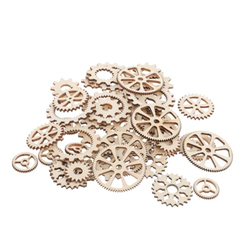 GRADENEVE 100St Puzzle Holzornamente Holzgears Set DIY Holzspielzeug Unfertige Holzstücke Holzzahnräder Mischharzmaschine Designhandwerk aus Holz Schmuck-Zellenplatte fityle hölzern Beige von GRADENEVE