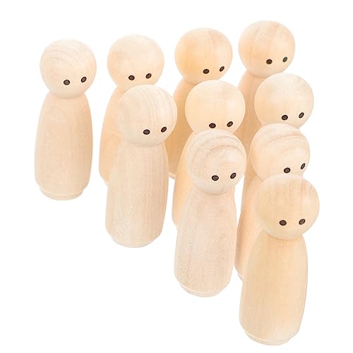 GRADENEVE 10St DIY-Puppe Hase-Peg-Puppe Miniatur leere Familienfiguren Plüsch Holzfiguren für Malerei Holzfiguren für Dekoration DIY-Graffiti-Puppen unvollendete Holzpuppen hölzern von GRADENEVE