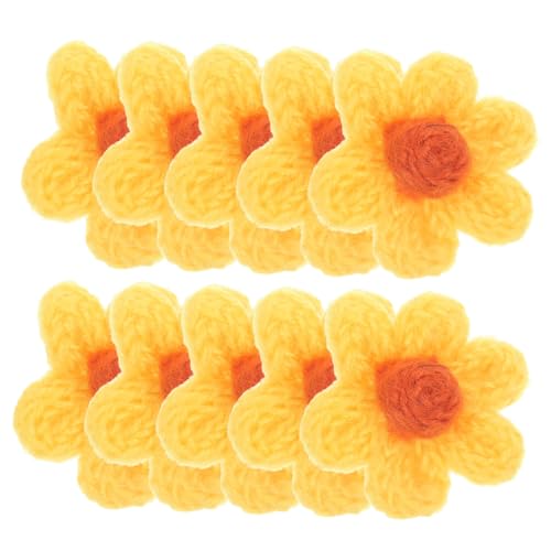 GRADENEVE 10St kleiner Blumenbeet Patches nähen dekorative Patches Kleidungs-Patch-Ornamente Flecken in Blütenform kleider Reparaturaufkleber für Kleidung DIY Bastelbedarf Garn Yellow von GRADENEVE