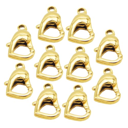 GRADENEVE 10st Herz-taste Handtaschen Der Mittleren Preisklasse Etikett Faltbarer Clip Befestigung Schlüsseldekoration Liefert Schmuck Perlen Bulk-anhänger Korb Kette Rostfreier Stahl Golden von GRADENEVE