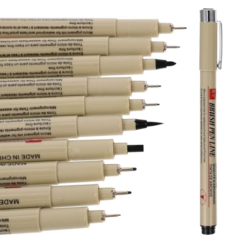 GRADENEVE 10st Wasserdichte Hakenleine Schwarzer Mikrostift Liner Farbstift Schreibwaren Tragbare Zeichenstifte Schnell Trocknender Marker Liner-stifte Multifunktionale Lackmarker Abs von GRADENEVE