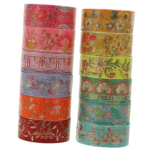 GRADENEVE 12 Rollen Taschen- Und Papierklebeband Retro-dekor Vintage-scrapbooking-zubehör Washi Tape Zum Aufzeichnen Dekorative Washi-klebebänder Vintage Papierband Goldenes Washi-tape von GRADENEVE