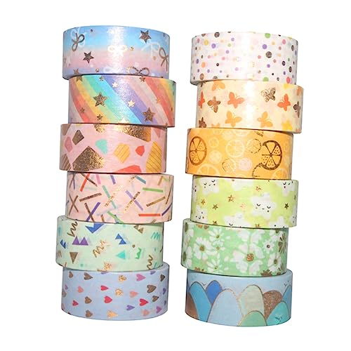 GRADENEVE 12 Rollen Washi Tape Mit Goldfolie Dekorative Klebebänder Für Scrapbooking Geschenkverpackungen Karten Und DIY Projekte Bunt Blumenmuster Transparent Für Kreative von GRADENEVE