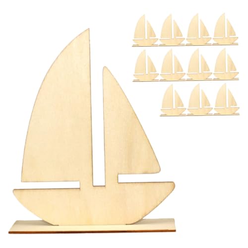 GRADENEVE 12 Stück Segelschiff Malerei, Bootsform, Holzspäne, Blanker Holzausschnitt, DIY Bastelbedarf, DIY Holzscheiben, DIY Kunsthandwerk, Unvollendete Holzscheibe, Rustikale von GRADENEVE