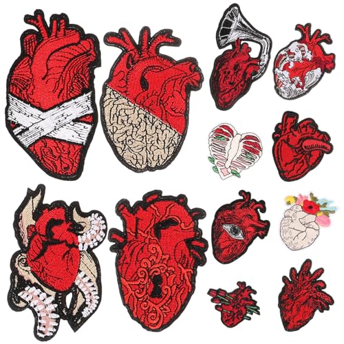 GRADENEVE 12St Herz-Stickerei-Patch Taschen Patches Kleidung in Herzform wand reparatur patch Kleiderdekore rucksack patch selbstklebende flicken DIY-Rucksackflicken Rucksack-Patches Stoff von GRADENEVE