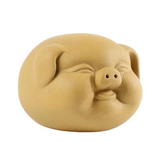 GRADENEVE 1Stk Ornamente Schweinchenfiguren Tischdeko aus Porzellan Figur Tier chinesisches büroradio offic reizendes Teehaustierdekor Desktop-Schildkrötendekoration Keramik Yellow von GRADENEVE