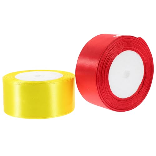 GRADENEVE 2 Rollen Bunte Bänder Satinband Exquisites Geschenkband Rotes Band Zum Verpacken Von Geschenken Weihnachtsband Weihnachtsgeschenke Bänder Dekoratives Geschenkband Polyester von GRADENEVE