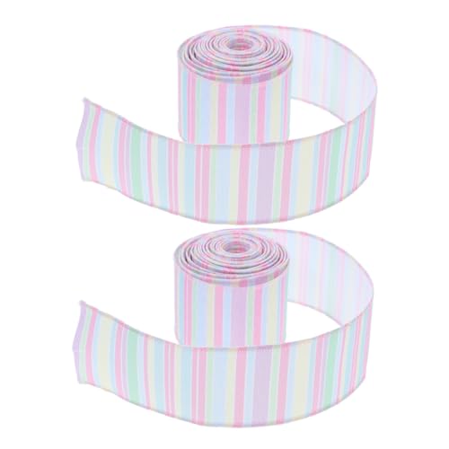 GRADENEVE 2 Rollen Osterband weihnachtsschleifen Geschenkband-Set DIY Valentinsband Bastelband aus dekoratives Bastelband Rosa Bastelband kariertes Stoffband Streifenband Polyester von GRADENEVE