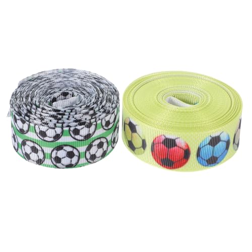 GRADENEVE 2 Rollen Thermotransfer Rippenband Wickelband Blumen Girlande Zur Dekoration Fußball Grünes Band Zum Verpacken Kariertes Juteband Elegantes Designband DIY Band von GRADENEVE