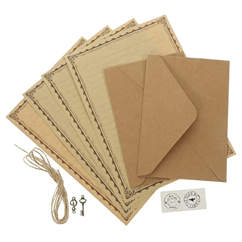 GRADENEVE 2 Sätze Vintage Briefpapier Und Umschlag Set Retro Schreibpapier A5 Briefpapier Set Ideal Für Briefe Und Notizen Inkl Reise Notizblock Einsatz von GRADENEVE