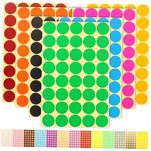 GRADENEVE 20 Blätter Polka Dot Label-aufkleber Kreispunktetiketten Runde Etiketten Farbklassifizierungsaufkleber Ablösbare Punktetiketten Kleine Punktaufkleber Kupferplattenaufkleber von GRADENEVE