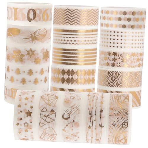 GRADENEVE 20 Rollen Mehrzweck-Washi-Tape Briefpapier Aufkleber Folie Washi Tape Wickelband Washi DIY Bastelband the washi tape bastelmaterial Stempelband aus Molkereigold DIY Klebeband von GRADENEVE