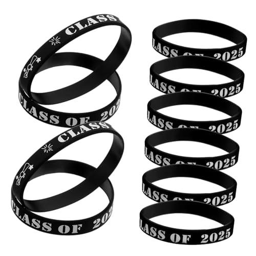 GRADENEVE 20 Stück 2025 Motto Party Armbänder Abschlussfeier Armbänder Abschluss Armbänder Für Abschluss Silikon Armbänder College Abschluss Handgelenk von GRADENEVE