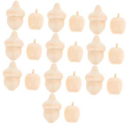 GRADENEVE 20 Stück Holz Apfel Ornament Holz Ornament Bündel DIY Holz Ornament Set Unvollendete Eichel Handarbeit Dekoration Leere Holzstatue Leere Holzfigur Tischdekoration Beige von GRADENEVE