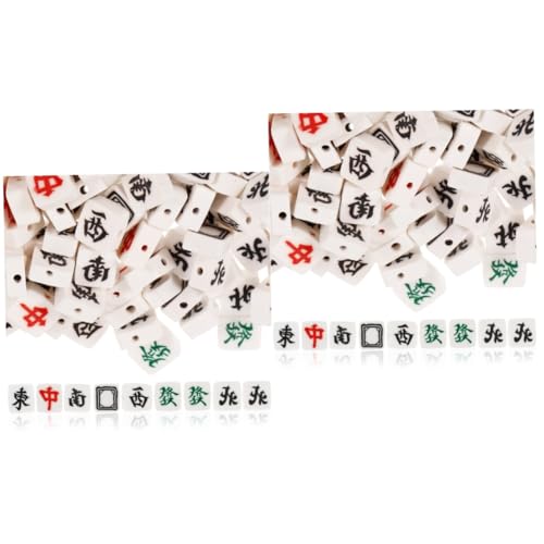 GRADENEVE 200 Stk Mahjong-Perlen Anhänger aus Tonperlen Bausatz Tonperlen Mahjongg Scheibenperlen aus Ton bastelmaterial bastel materialien Distanzperlen aus Ton Perlen-Anhänger Polymer-Ton von GRADENEVE