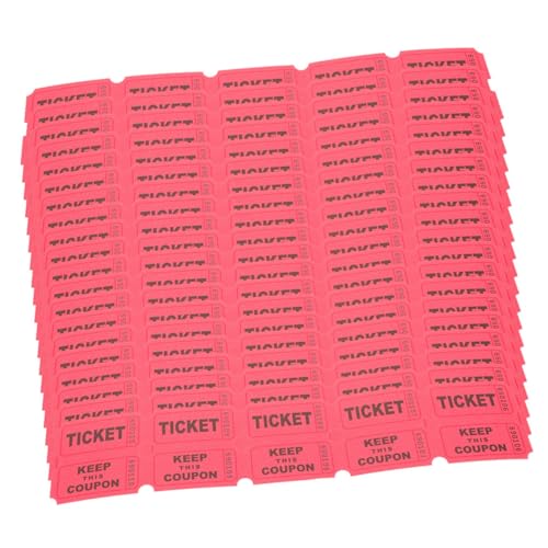 GRADENEVE 200st Los Spendenkarten Veranstaltungen Fahrkarte Tickets Etiketten Partykarten Karten Für Eine Karnevalsparty Auktionstickets Doppelt Kinokarten Veranstaltungstickets Papier Rot von GRADENEVE