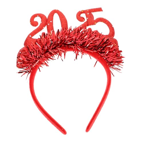 GRADENEVE 2025 Stirnband Weihnachtsfeier Frohes Neues Jahr Kopfschmuck Weihnachtskopfschmuck Foto-requisiten Für Das Neue Jahr Haarschmuck Für Das Neue Jahr Lametta-stern-haarband Stoff Rot von GRADENEVE