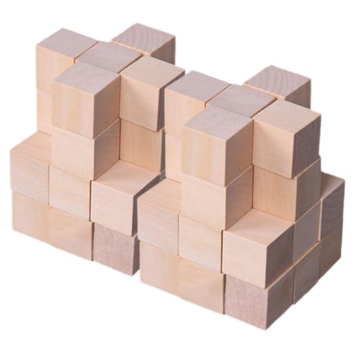 GRADENEVE 250 Stück Quadratischer Holzblock Kinderspielzeug Bausteine Quadratische Holzwürfel Unvollendete Leere Holzblöcke Bauholzwürfel Unfertige Holzwürfel Kiefernholz von GRADENEVE