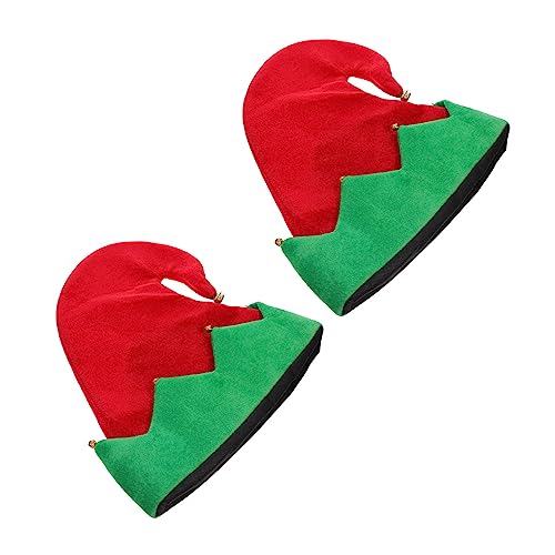 GRADENEVE 2St Elfenhut elf kostüm hut Weihnachtselfenmützen für Kinder Pullover Weihnachten weihnachtsbekleidung weihnachtsklamotten Weihnachts-Party-Hut Weihnachtsglockenhut Vlies rot von GRADENEVE