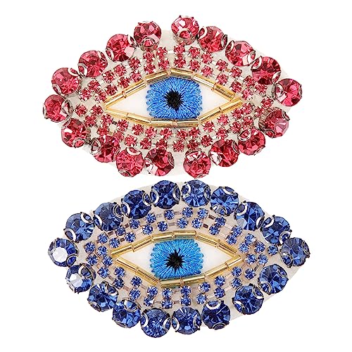 GRADENEVE 2st Augenförmige Applikationen Strass-augenform Ägypten Evil Eye Patch Aufnäher Reparaturflicken Für Kleidung Böser Blick Applikation Flicken Aufnähen Strass-patches Luftschichtung von GRADENEVE