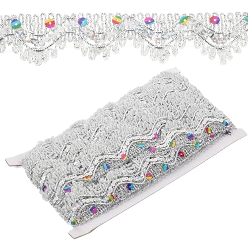 GRADENEVE 3 Farben Sequin Spitzenband Mit Quasten Dekoratives DIY Craft Trim Für Kleidung Bastelprojekte Und Accessoires Multifunktionales Zartes Spitzenzubehör von GRADENEVE