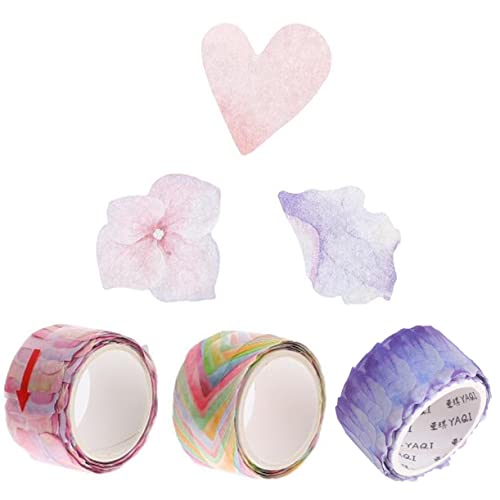 GRADENEVE 3 Rollen Blütenblätter und Washi Tape Blumenaufkleber Washi-Tape-Spender selbstklebende Aufkleber DIY liefert buch dekoration scrapbooking zubehör Tagebuchband DIY Klebeband Papier von GRADENEVE