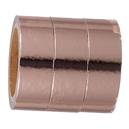 GRADENEVE 3 Rollen Goldfolienband Metallisches Washi-tape Scrapbook-klebeband Bastelband Klebeband Für Scrapbooking Mehrzweck-washi-tape Folienpapierband Rose Gold Japanisches Papier von GRADENEVE