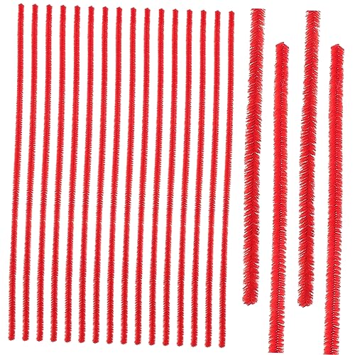 GRADENEVE 300st Diy Plüsch Twisted Rod Spender Chenille Pastellfarbene Pfeifenreiniger Strohreiniger Stangen Wiederverwendbar Dauerwellen-kit Jumbo Bausatz Rot Eisendraht von GRADENEVE