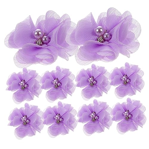 GRADENEVE 30St Perle Chiffon artificial sztuczne kwiaty party dekoration stoffblüten Kunstblumen Bastelblumen mini Nähzubehör zarte Chiffonblume zarte Handwerksblume pp Violett von GRADENEVE