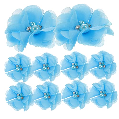 GRADENEVE 30st Perle Chiffon Miniaturdekoration Austauschbare Bastelblume Handgefertigte Nähblume Handgefertigter Blumenstoff Bastelblumen Mini Kleine Bastelblume Nähzubehör Pp Blue von GRADENEVE