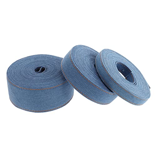 GRADENEVE 3St Denim-Gurtband seidenband ribbon Handgefertigtes Gurtband dekobänder Farbverlaufsband blaue Haargummis dekoratives Geschenkband Bastelzubehör Denim aus Polyester-Baumwolle Blue von GRADENEVE