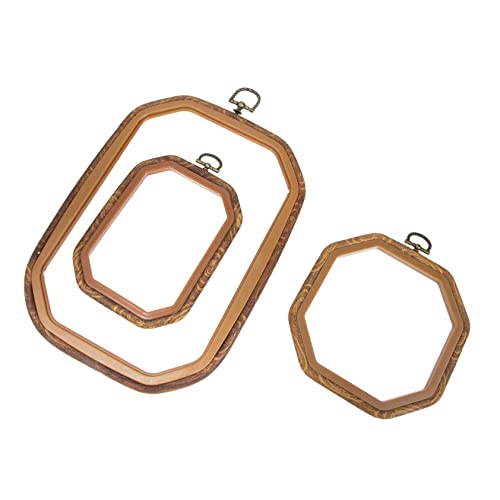 GRADENEVE 3St Stickzubehör dekoration weihnachten weihnchtsdeko bastelzeug handwerkskunst ovaler Stickrahmen Cross-Hoop-Ringrahmen Bastel-Nähreifen Kreuzstichringe PP-Kunststoff Light Brown von GRADENEVE