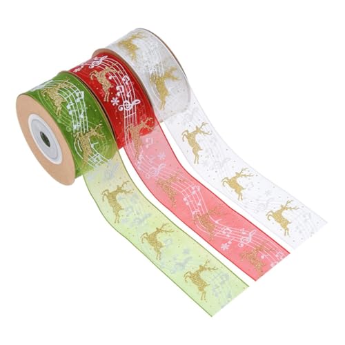 GRADENEVE 3St Weihnachtsband ribbon bandfeile weihnachtsdekorationen haarklips geschenkband Geschenkverpackung Bandverpackung dekoratives Band DIY Schleifenband Weihnachtsbedarf Polyester von GRADENEVE