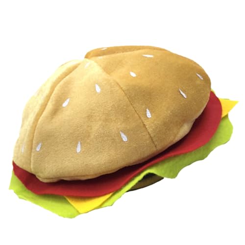 GRADENEVE 4 Stück Hamburger Hut Burger-kopfschmuck Kappe Plüschmütze Food-kostüm-hut Fast-food-hut Cosplay-burger-hut Partyhut-requisite Lustiger Halloween-hut Burger-eimerhut Yellow Stoff von GRADENEVE