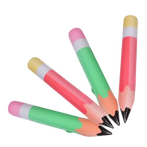 GRADENEVE 4 Stück aufblasbares Bleistiftspielzeug aufblasbarer Bleistift riesige Bleistiftballons party dekoration Zurück zur Schule Dekoration Bleistift aufblasen Ballonstift Schuldekor PVC von GRADENEVE