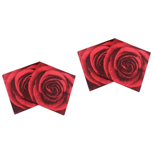 GRADENEVE 40 Blätter papierhandtuch evengers hochzeitslaken papiertücher tischdeko esstisch valentines Papierservietten mit roten Rosen Hochzeit Taschentücher Dekor Serviette für die Party von GRADENEVE