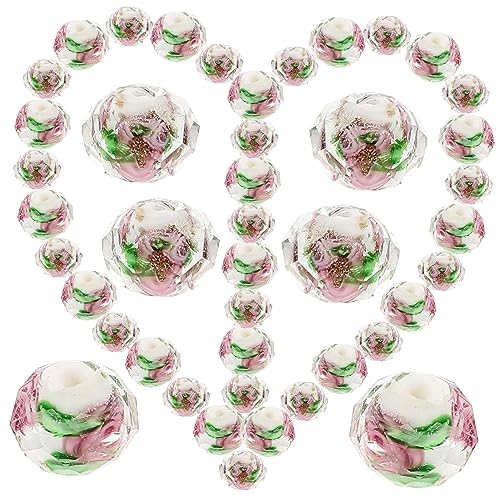 GRADENEVE 40 Stück Glasperlen Bulk Perlen Perlen Bastelperlen Charms Spacer Perlen Charms Armbänder Edelstein Perlen Armband DIY Bastelperlen Schmuck Bulk Armbänder DIY Perle von GRADENEVE