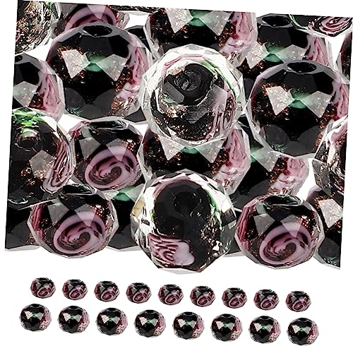 GRADENEVE 40St Blumenglasperlen Perlen für Schmuckherstellungsset Farben Perlen für Armbänder Mini Armbänder DIY Perlen gemuse gems lose Perlen für Schmuck Bastelperlen selber machen Black von GRADENEVE