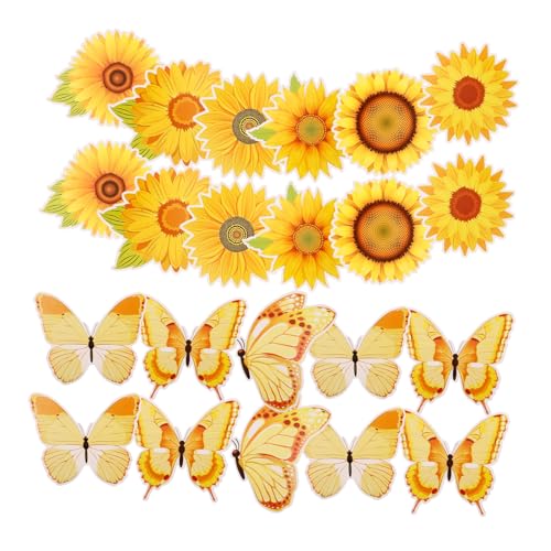 GRADENEVE 45st Sonnenblumen-decoupage Blumenaufkleber Aus Papier Sommerdeko Gänseblümchen Ausgeschnitten Sommeraufkleber Blumendekor Sonnenblumen-wandausschnitte Blumenapplikation Yellow von GRADENEVE