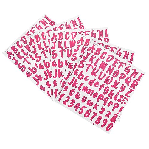 GRADENEVE 5 Bögen Alphabet Aufkleber Vinyl Buchstabenaufkleber DIY Buchstabenaufkleber Rosa Pvc Selbstklebende Adress Und Nummernaufkleber von GRADENEVE