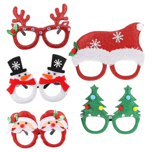 GRADENEVE 5 Paare Weihnachtsgläser weihnachtsbaum brille Weihnachtsbrillengestell weihnachtsdeko kinderferngläser Weihnachtsfeier Weihnachtsbrille Requisiten Weihnachtsbrillenrahmen Nylon von GRADENEVE