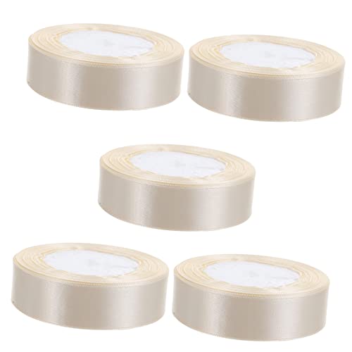 GRADENEVE 5 Rollen Geschenkbänder Partyverpackungsband geschenkband für DIY Hochzeitsgirlande seidenband ribbon Bänder für Geschenkboxen Verpackungsband für Heimwerker Polyester Beige von GRADENEVE