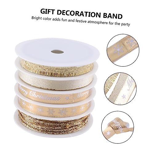 GRADENEVE Weihnachtsdruckband 25m Dekoratives Geschenkband Für DIY Bastelprojekte Breite Goldfarben Festliche Ornamente Für Und Dekoration von GRADENEVE