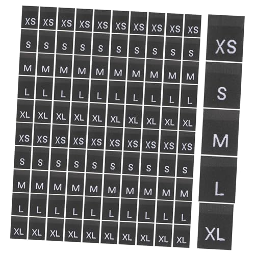 GRADENEVE 500 Stück Gewebtes Etikett Für Kleidung Kleidergrößenetiketten Kleidungsetikett Größenetiketten Für Kleidung Waschbares Größenetikett Für Kleidung Etiketten Nähen Black Polyester von GRADENEVE