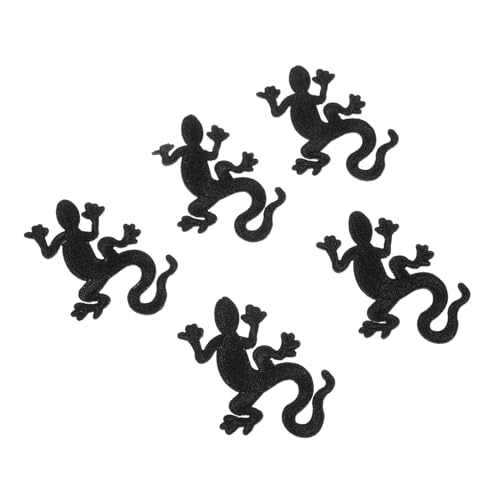 GRADENEVE 5St Gecko-Stoffaufnäher Huthaken für die Wand matschig Patch wandaufkleber tapetenablöser bügelbilder dekorative Hutaufnäher abriebfeste Kleidungsflicken Black von GRADENEVE